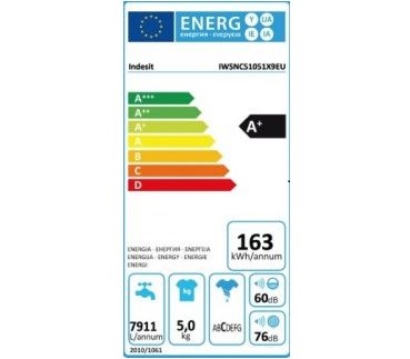 Pračka INDESIT IWSNC 51051X9 EU Energetická třída